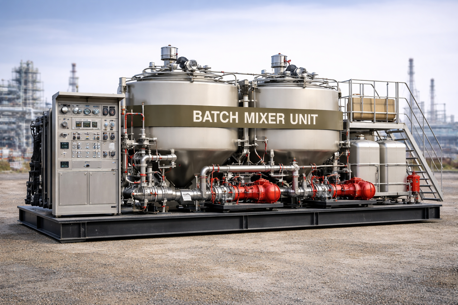 Industrial batch mixer in refinery setting